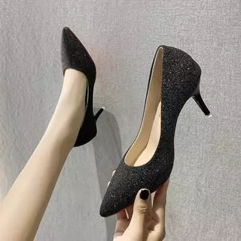 Женские туфли-лодочки на тонком каблуке, сексуальные, золотистые, с острым носком, женские туфли, вечерние, на высоком каблуке, шикарные и элегантные, стильные, быстрая доставка. 34 чёрный