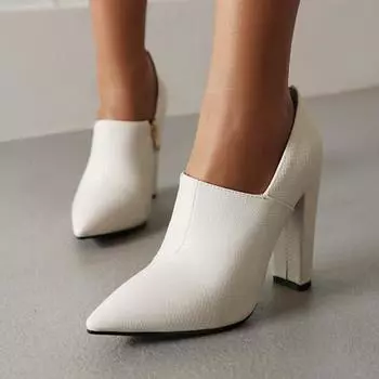 Женские туфли-лодочки на тонком высоком каблуке с острым носком, модная вечерняя обувь на молнии, весенне-осенняя обувь, черный, белый, желтый, красный, 34-43 34 чёрный