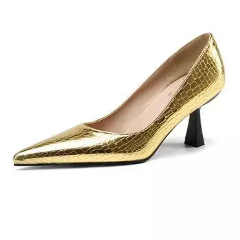 Женские туфли-лодочки на высоком каблуке с острым носком, лаконичные весенне-осенние туфли для вечеринки, черные, золотые, 33-46 33 чёрный