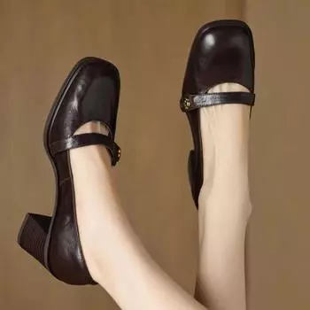 Женские туфли-лодочки, новая мода, весна-осень, роскошные туфли на высоком каблуке, массивные дизайнерские туфли-лоферы на платформе, черные, коричневые, повседневные, для вечеринок, базовые 35 чёрный
