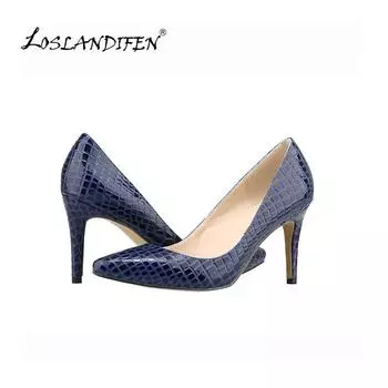 Женские туфли-лодочки, новые модные туфли из искусственной крокодиловой кожи с острым носком, на шпильках, на тонком высоком каблуке, сексуальные женские туфли для вечеринки, красного цвета, свадебные туфли 35 чёрный