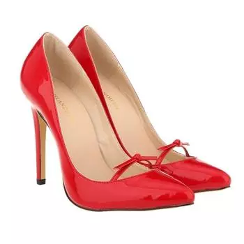 Женские туфли-лодочки, новые модные туфли с острым носком на высоком каблуке, повседневные туфли из лакированной кожи, женские туфли с бантом на свадьбу 35 чёрный