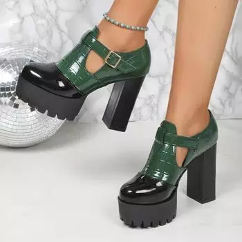 Женские туфли-лодочки Новые мягкие кожаные туфли Мэри Джейн для женщин на платформе с высоким каблуком Туфли для офиса Свадебные туфли на высоком каблуке для женщин 36 чёрный