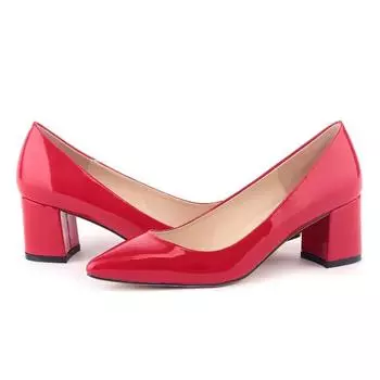 Женские туфли-лодочки, новый стиль, повседневные туфли с острым носком, на высоком каблуке, женские, офисные, черные, на низком толстом каблуке 5 см, для светской вечеринки, платья, свадьбы 35 чёрный