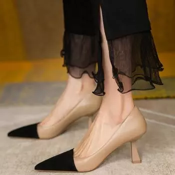 Женские туфли-лодочки OL Fashion Spell Color High Heels Single Shoes Women Spring Summer Lacous Leather Wedding Party Shoes Woman 6