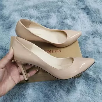 Женские туфли-лодочки OL на высоком каблуке 9 см с острым носком на шпильках Женские туфли-лодочки Сексуальные женские красные свадебные туфли Черные офисные туфли на каблуке 35 белый