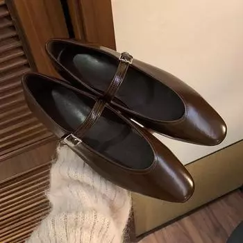 Женские туфли-лодочки с неглубоким носком, с плоской подошвой, удобные, с острым носком, однотонные женские туфли Мэри Джейн, осенняя пора 34 чёрный