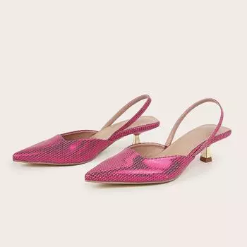 Женские туфли-лодочки с острым носком, блестящие туфли на высоком каблуке, элегантные туфли для офисной леди, сексуальные туфли-босоножки для вечеринки или свадьбы, большой размер 43 35