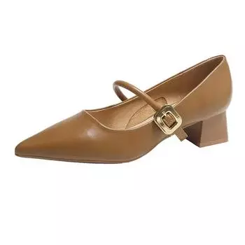 Женские туфли-лодочки с острым носком и средним каблуком, Мэри Джейн, женские осенние ретро туфли для платья, женские модные элегантные туфли-лодочки на квадратном каблуке 35