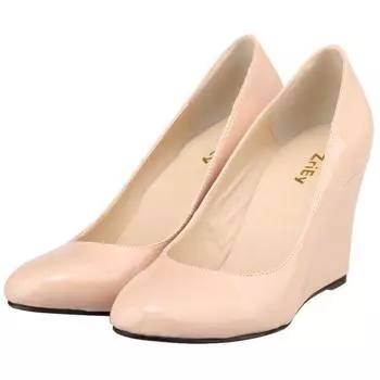 Женские туфли-лодочки с острым носком, модная обувь на высоком каблуке, танкетка, женская обувь из лакированной кожи 35 чёрный