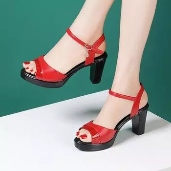 Женские туфли-лодочки с пряжкой в виде рыбьего рта, модные, большого размера, на высоком каблуке, для подиума, банкета, свадебного платья, наряда, женской обуви 35