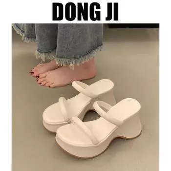 Женские туфли-лодочки с толстой подошвой в стиле французской феи, однотонные, на лето 2025 г., новые простые и универсальные босоножки на толстом каблуке 34 чёрный