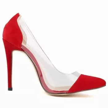 Женские туфли-лодочки, сексуальные, 12 см, прозрачная кожа, бархат, высокие каблуки, корсет, острый нос, туфли-лодочки для вечеринки, женские красные свадебные туфли 6