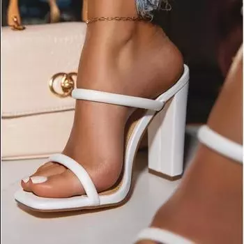 Женские туфли-лодочки, сексуальные босоножки с открытым носком на высоком каблуке, модные женские тапочки, женские туфли на блочном каблуке, новинка лета 2024 года, Zapatos De Mujer 36