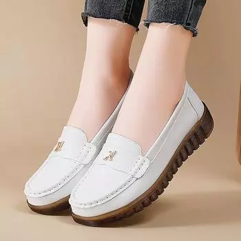 Женские туфли-лодочки Женские туфли на плоской подошве Танцевальная обувь Кожаные дышащие мокасины Балетки Женская повседневная обувь Кроссовки 35 бежевый