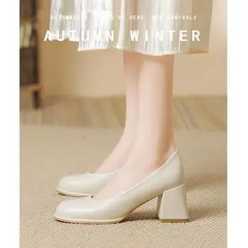 Женские туфли-лоферы на блочном каблуке, повседневные, удобные, с квадратным носком, туфли-лодочки, нескользящие, для свадеб, для офиса, для работы, нарядные туфли-лодочки для женщин 34 абрикосовый