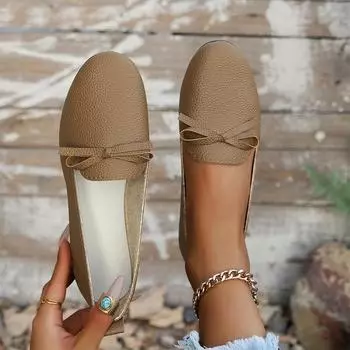 Женские туфли-лоферы с бантом на плоской подошве, модная спортивная обувь на осень 2024 года, новая модная повседневная обувь для бега, удобные туфли для прогулок и путешествий Mujer Zapatos 35 коричневый