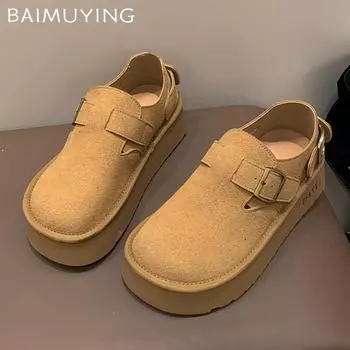 Женские туфли-лоферы с леопардовым принтом на платформе, замшевые туфли на плоской подошве, повседневная обувь, дизайнерские туфли с пряжкой, тренд 2024 года, новинка зимы, для прогулок, Mujer Zapatos 35