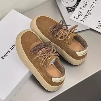 Женские туфли Maillard Frosted Leather Double Lace, коллекция осень 2024 г.: Толстая мягкая подошва, ретро-белый универсальный дизайн Size 36