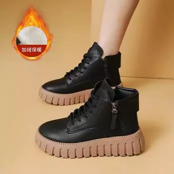 Женские туфли маленькие белые туфли женские 2025 высокие новые осенне-зимние темпераментные короткие ботинки спортивные и для отдыха ботинки Martin универсальные женские 35 бежевый