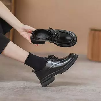 Женские туфли маленького размера, черные на платформе, на толстом каблуке, в британском стиле, маленькие кожаные туфли, женские, французские, Мэри Джейн, одинарные туфли для женщин 34 коричневый