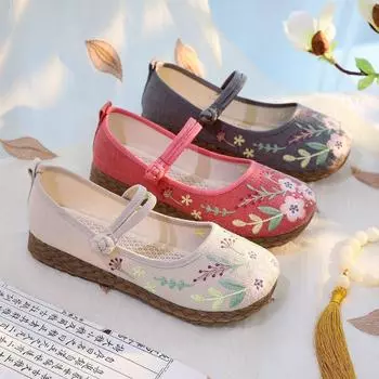 Женские туфли Мэри Джейн без застежек, удобные балетки на плоской подошве, повседневные туфли для ходьбы с ремешком на щиколотке, вышитые рабочие туфли на плоской подошве для женщин, модельная обувь 35 серый