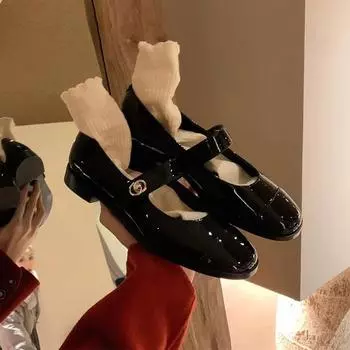 Женские туфли Мэри Джейн, кожаные туфли на плоской подошве, толстый каблук, маленькие кожаные туфли, мокасины, большой размер 41-43 34