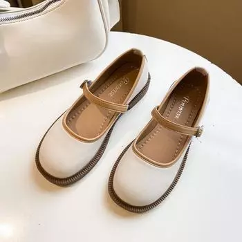 Женские туфли Мэри Джейн Массивные туфли из искусственной кожи на плоской подошве с круглым носком Нескользящие лоферы с пряжкой на щиколотке и ремешком Повседневная нарядная школьная рабочая обувь для вечеринок для женщин 35 белый