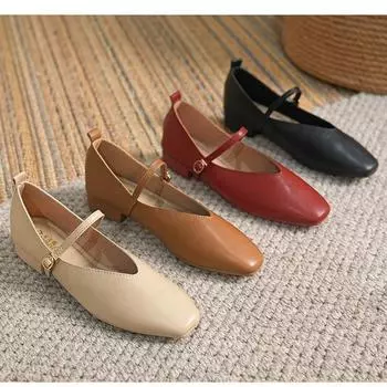 Женские туфли Мэри Джейн на низком каблуке. Удобные туфли Мэри Джейн с ремешком на щиколотке. Туфли Мэри Джейн на плоской подошве с квадратным закрытым носком. Балетные туфли на массивном блочном каблуке для женщин. 33 чёрный