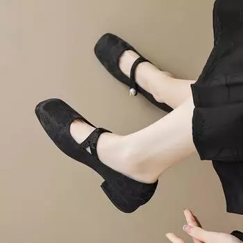 Женские туфли Мэри Джейн на низком каблуке с ремешком на щиколотке, нескользящие, удобные, нарядные туфли для женщин, туфли Мэри Джейн с квадратным закрытым носком, повседневные, на толстом блочном каблуке 35 абрикосовый