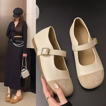 Женские туфли Мэри Джейн на плоской подошве, осенние, новые, ретро, с неглубокой горловиной, мягкой подошвой, нескользящие, удобные, с пряжкой, туфли Zapatos Mujer 35