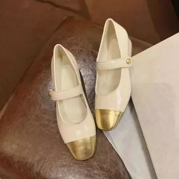 Женские туфли Мэри Джейн на плоской подошве с квадратным носком, разноцветные туфли-перчатки, лаконичная женская модная повседневная обувь, весна-осень, золотой, черный 40 35 чёрный