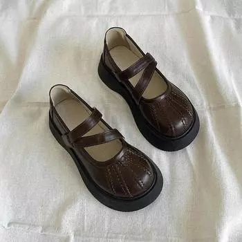 Женские туфли Мэри Джейн на плоской подошве, удобные туфли-лоферы на плоской подошве в стиле Лолита, новинка 2024 года, модные платья, повседневные, для прогулок, женские туфли-лоферы 35 бежевый