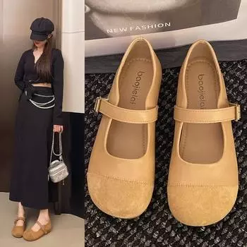 Женские туфли Мэри Джейн на плоской подошве, осенние, новые, ретро, с неглубоким носком, мягкая подошва, нескользящая, удобная, с пряжкой, женские туфли 35 белый