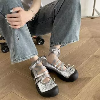 Женские туфли Мэри Джейн на шнуровке до щиколотки, модные, с неглубокими бабочками, весна-осень, женские повседневные туфли на плоской подошве, для танцев, вечеринок, выпускного вечера 35