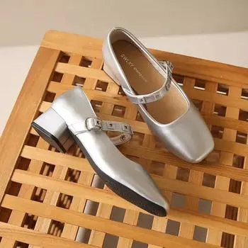 Женские туфли Мэри Джейн на толстом каблуке с пряжкой Женские модные туфли-лодочки на платформе с пряжкой Женские туфли-лодочки из искусственной кожи с толстым каблуком 35
