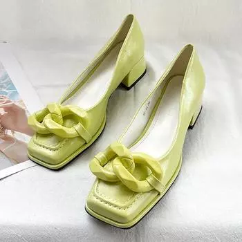 Женские туфли Мэри Джейн на толстом каблуке с квадратным носком, классические туфли из лакированной кожи, туфли на высоком каблуке во французском стиле для вечеринок и свадеб 35 синий