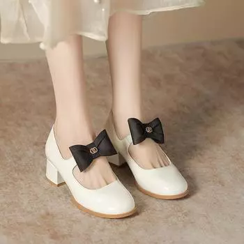Женские туфли Мэри Джейн, новые весенние модные универсальные туфли в британском стиле с круглым носком и неглубоким горлом, женские одинарные туфли 34