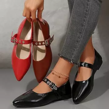 Женские туфли Мэри Джейн Осенние легкие винтажные туфли для женщин Острый носок Балетки на плоской подошве Повседневные лоферы Женские туфли-лодочки 36
