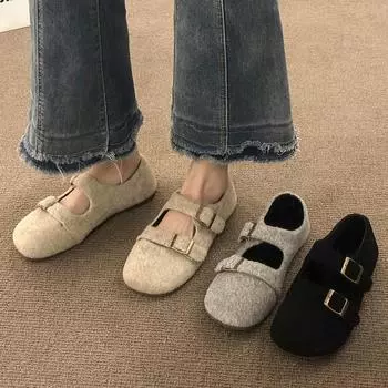 Женские туфли Мэри Джейн с круглым носком, балетки на плоской подошве, женские новые модные туфли с пряжкой на ремне, весенне-осенние уличные кроссовки для женщин 35