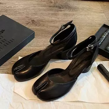 Женские туфли Мэри Джейн с раздельным носком, круглым высоким каблуком и ремешком с пряжкой, туфли-лодочки цвета потрескавшегося серебра, сексуальные сандалии для вечеринок 35