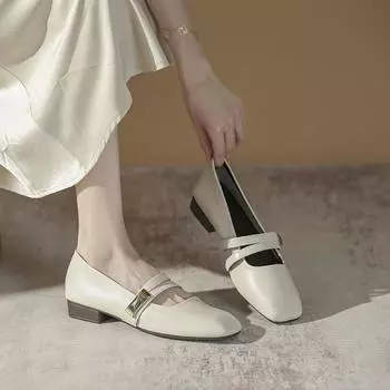 Женские туфли Мэри Джейн с закрытым квадратным носком и ремешком на щиколотке, балетки, повседневные туфли без застежек на низком каблуке, модельные туфли, туфли Мэри Джейн на толстом блочном каблуке, балетки для женщин 35 чёрный