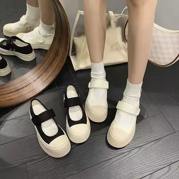 Женские туфли Мэри Джейн, сандалии, парусиновые туфли на толстой подошве 34 чёрный