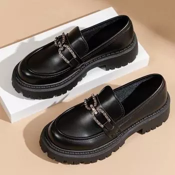 Женские туфли Мэри Джейн, туфли-лодочки в стиле Лолиты, женские лоферы на платформе, винтажные однотонные кожаные туфли-оксфорды без шнуровки с металлической пряжкой 41