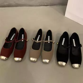 Женские туфли Мэри Джейн, удобные балетки с ремешком и пряжкой, нарядные повседневные балетки, квадратный закрытый носок, туфли Мэри Джейн на плоской подошве для женщин 35 чёрный