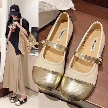 Женские туфли Мэри Джейн Весенние и летние женские туфли Нежные одинарные туфли Плоская подошва Temperament Shoes Женские 35 чёрный