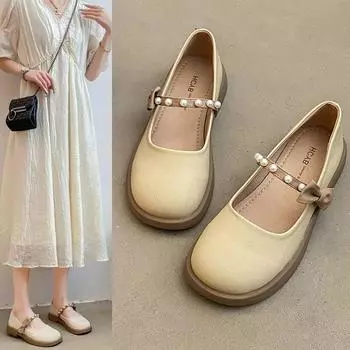 Женские туфли Мэри Джейн весна-лето в сеточку красного цвета в английском стиле, женские туфли с мелким носком на плоской подошве 35 светло-желтого