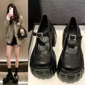 Женские туфли Мэри Джейн, винтажные туфли на платформе для девочек, туфли на высоком каблуке в стиле Лолиты, туфли в японском стиле для колледжа и милой студентки 34