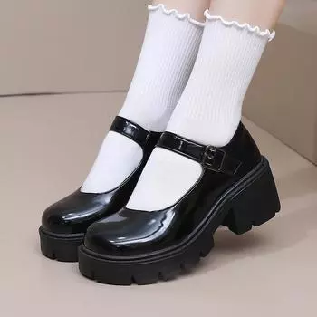 Женские туфли Мэри Джейн, винтажные туфли на платформе для девочек, туфли на высоком каблуке в стиле Лолиты, туфли в японском стиле для колледжа и милой студентки 37