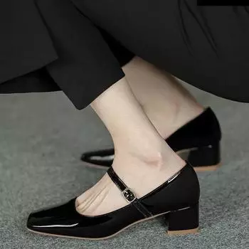 Женские туфли Мэри Джейн, женские туфли на высоком каблуке, модные, с пряжкой, ремешком, для офиса и карьеры, сексуальные, с острым носком, туфли на каблуке больших размеров для женщин 35 вино красного